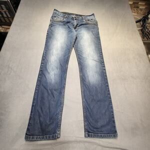 Spray Jeans By Ittierre Mens 32x32 Blue Straight Distressed Denim Flap Pockets